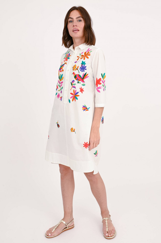 Rosso 35 Hemdblusenkleid mit Print in Weiß/Multicolour