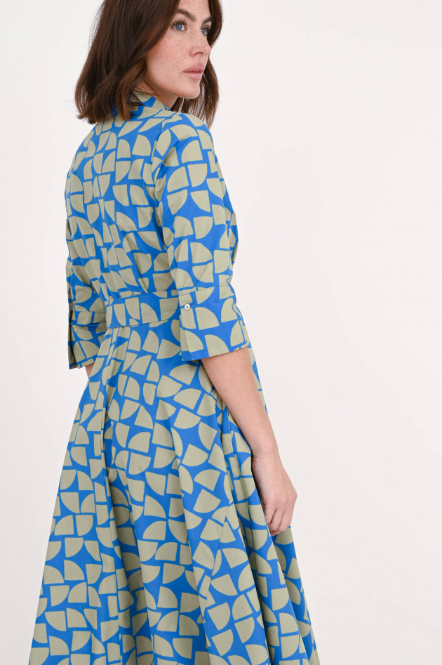 Rosso 35 Blusenkleid mit grafischem Print in Blau/Grün