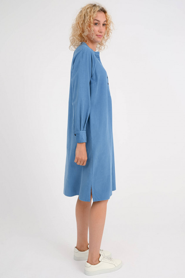 Rosso 35 Blusenkleid aus feinem Cord in Blau