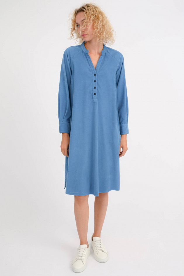 Rosso 35 Blusenkleid aus feinem Cord in Blau