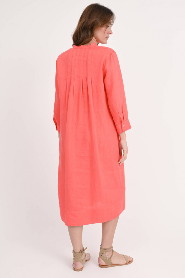 Rosso 35 Leinenkleid mit Tunika-Ausschnitt in Koralle