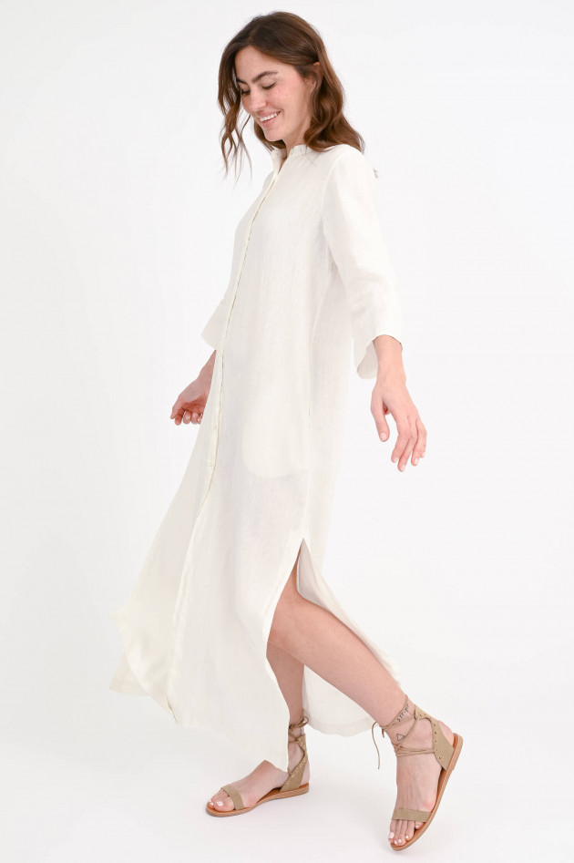 Rosso 35 Maxi-Leinenkleid mit Seitenschlitze in Ivory