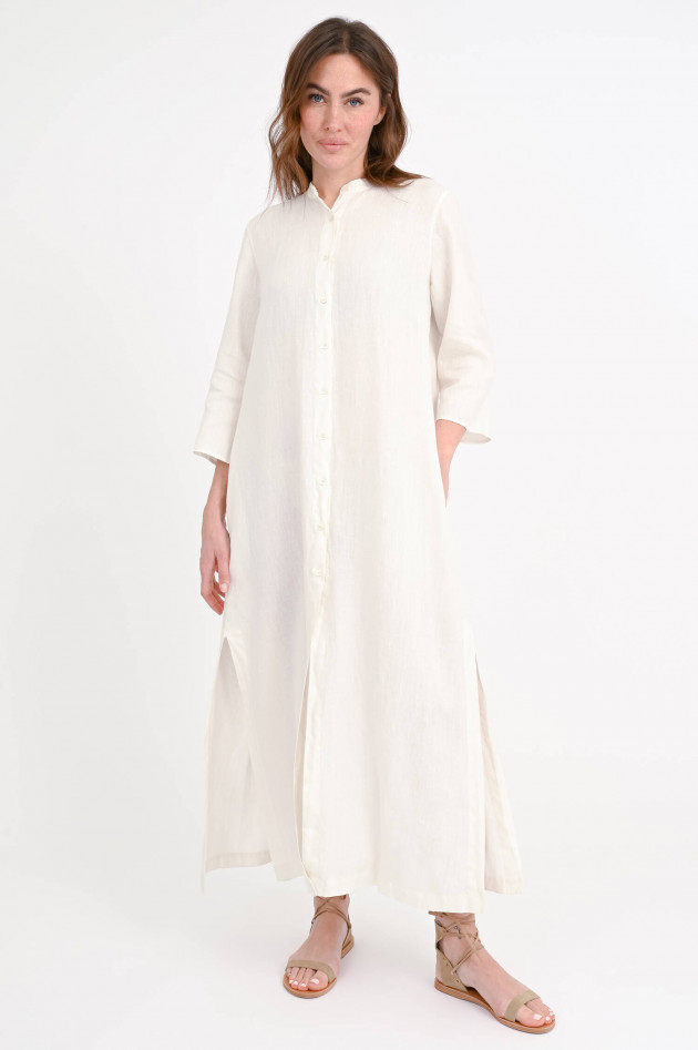 Rosso 35 Maxi-Leinenkleid mit Seitenschlitze in Ivory