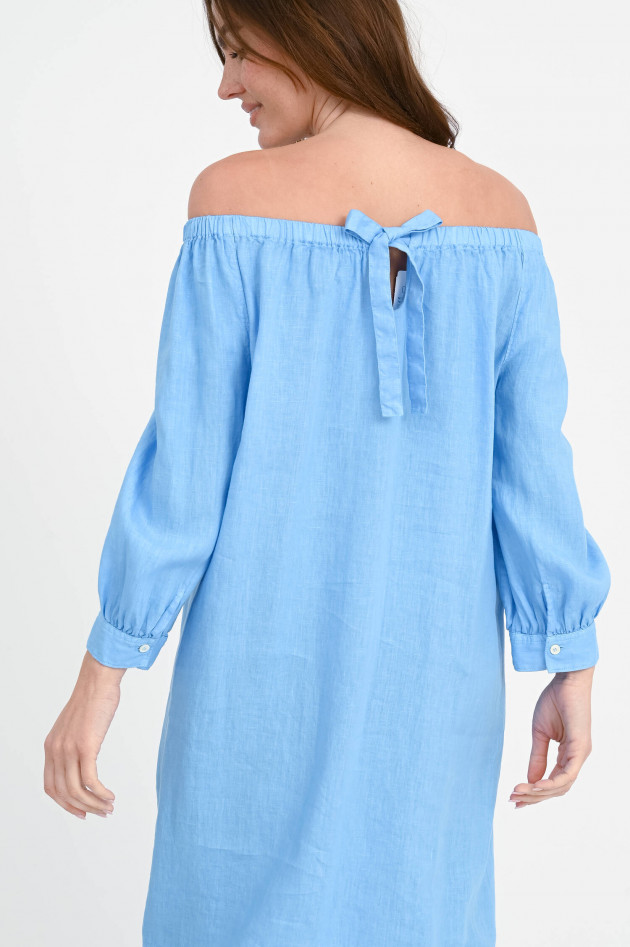 Rosso 35 Off-Shoulder Leinenkleid in Türkisblau