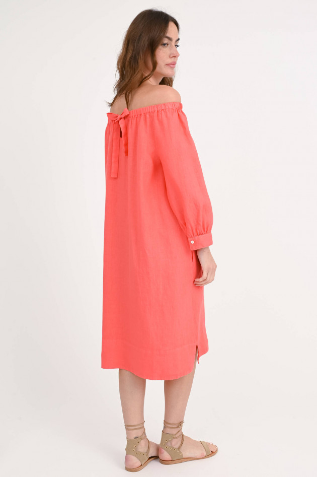 Rosso 35  Off-Shoulder Leinenkleid in Coral