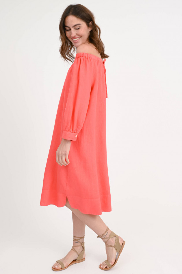 Rosso 35  Off-Shoulder Leinenkleid in Coral