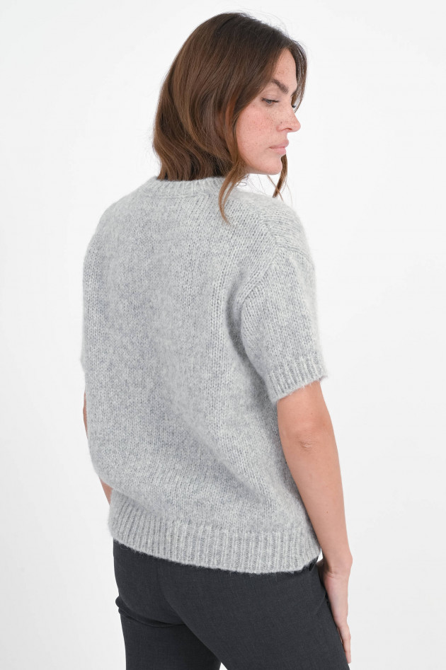 Rosso 35 Kurzarm-Alpaka-Mix-Pullover in Hellgrau