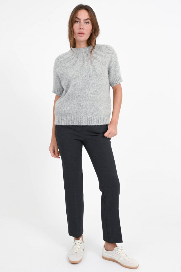 Rosso 35 Kurzarm-Alpaka-Mix-Pullover in Hellgrau