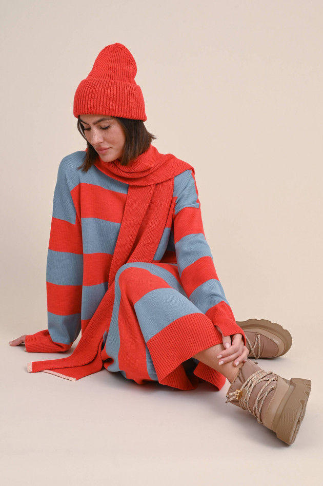 Rudolf Strickkleid ANNA in Rot/Hellblau gestreift