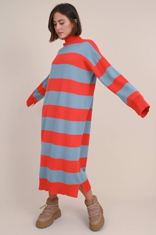 Rudolf Strickkleid ANNA in Rot/Hellblau gestreift