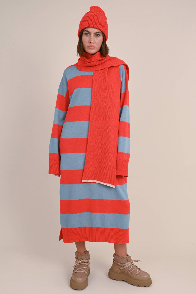 Rudolf Strickkleid ANNA in Rot/Hellblau gestreift