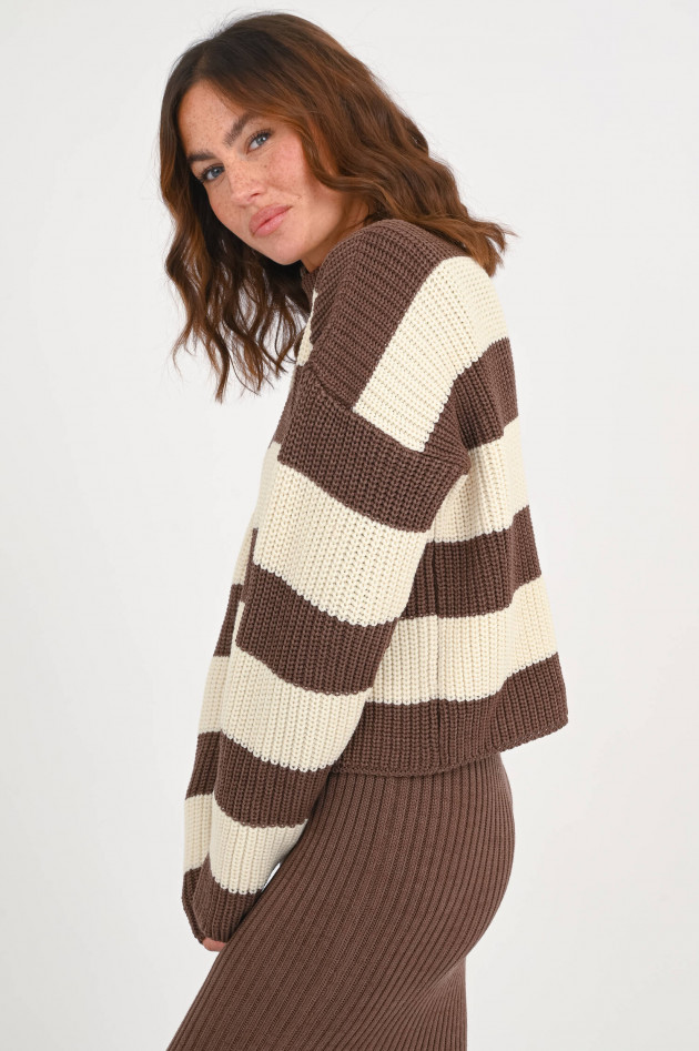 Rudolf Grobstrick-Pullover LEONTYNE in Braun/Creme