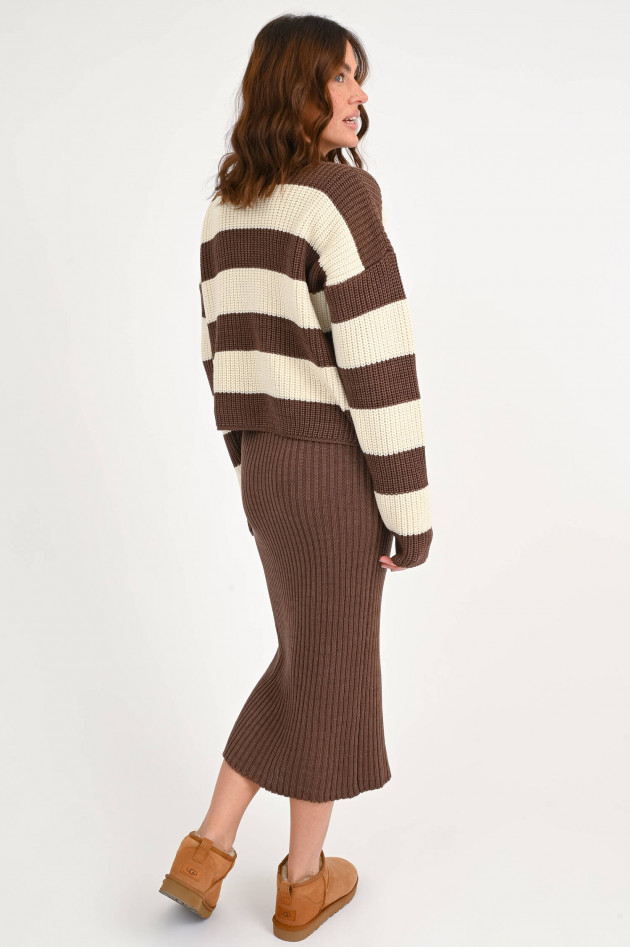 Rudolf Grobstrick-Pullover LEONTYNE in Braun/Creme