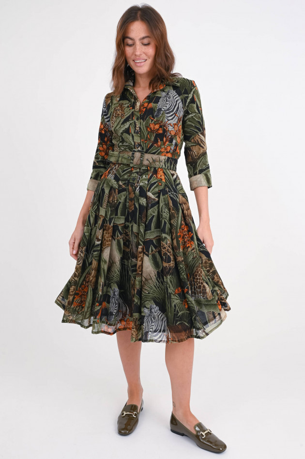Samantha Sung Kleid AUDREY mit Animal-Print in Grün/Schwarz