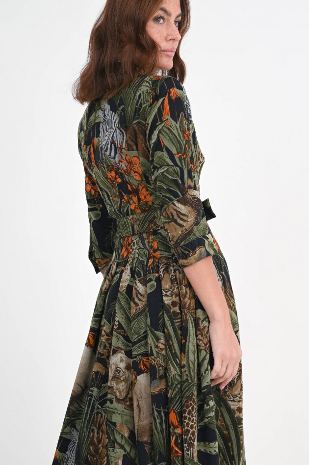 Samantha Sung Kleid AUDREY mit Animal-Print in Grün/Schwarz