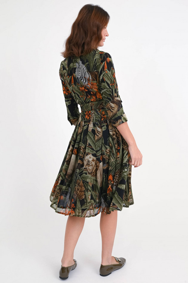 Samantha Sung Kleid AUDREY mit Animal-Print in Grün/Schwarz