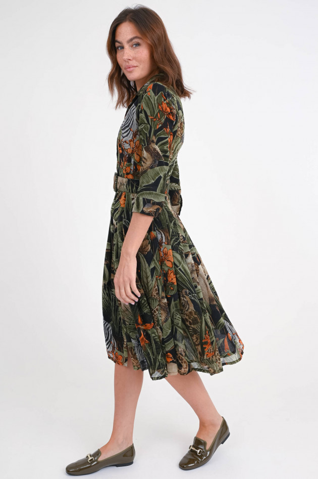 Samantha Sung Kleid AUDREY mit Animal-Print in Grün/Schwarz