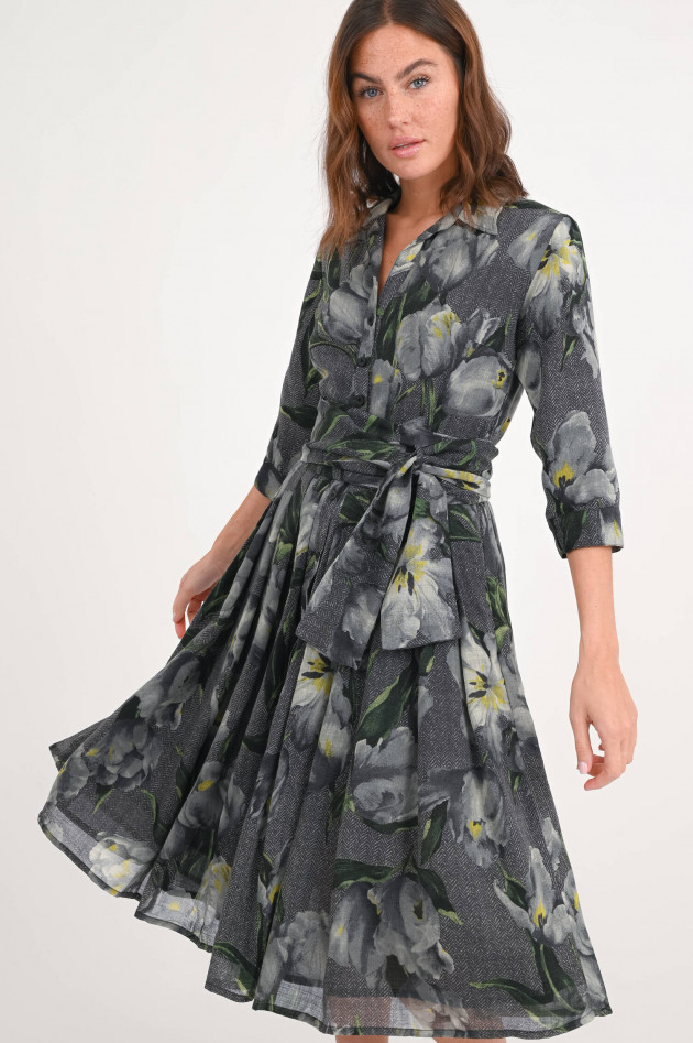 Samantha Sung Kleid AUDREY mit Tulpen-Print in Graugrün