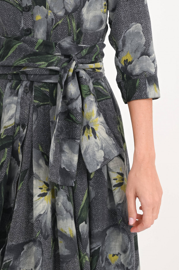 Samantha Sung Kleid AUDREY mit Tulpen-Print in Graugrün