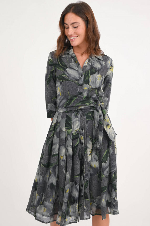 Samantha Sung Kleid AUDREY mit Tulpen-Print in Graugrün