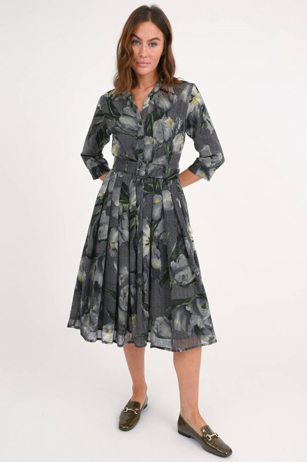 Samantha Sung Kleid AUDREY mit Tulpen-Print in Graugrün