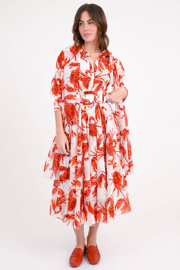 Samantha Sung Kleid AUDREY mit Krebsmuster in Weiß/Orange