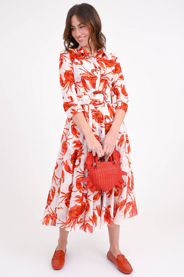 Samantha Sung Kleid AUDREY mit Krebsmuster in Weiß/Orange