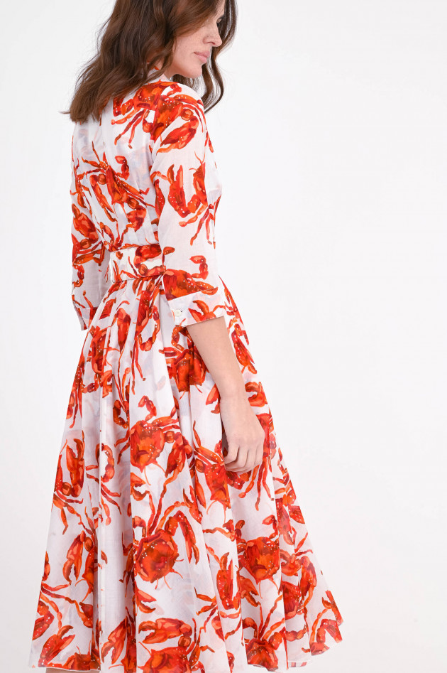 Samantha Sung Kleid AUDREY mit Krebsmuster in Weiß/Orange