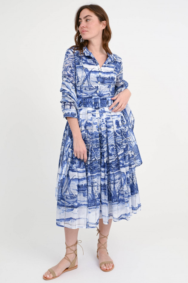 Samantha Sung Kleid AUDREY mit Allover-Print in Kobaltblau/Weiß
