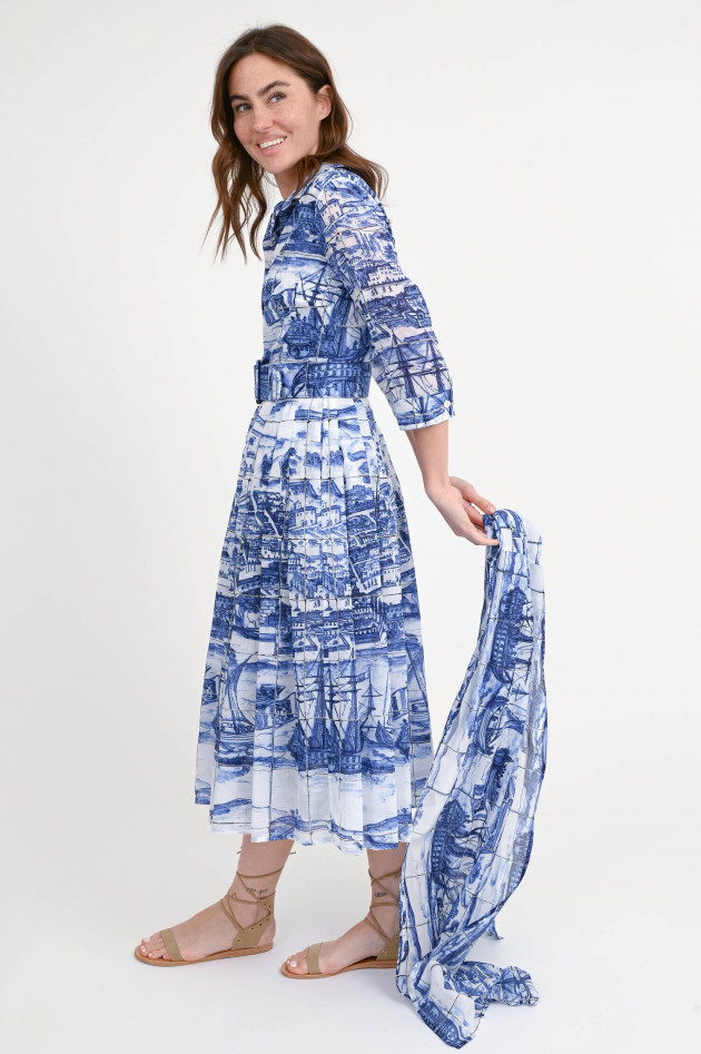 Samantha Sung Kleid AUDREY mit Allover-Print in Kobaltblau/Weiß
