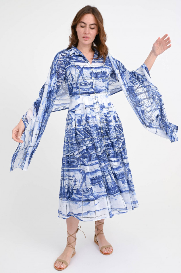 Samantha Sung Kleid AUDREY mit Allover-Print in Kobaltblau/Weiß