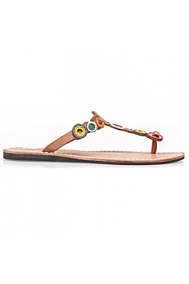 LaidbackLondon Sandalen in Mittelbraun/Bunt gemustert