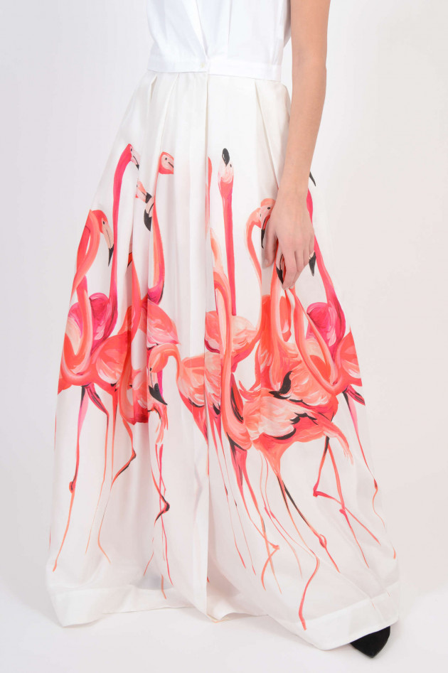 Sara Roka Kleid mit Flamingodruck in Weiß/Pink