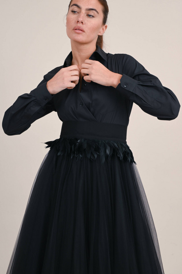 Sara Roka Bindegürtel RIBBON mit Federn in Schwarz