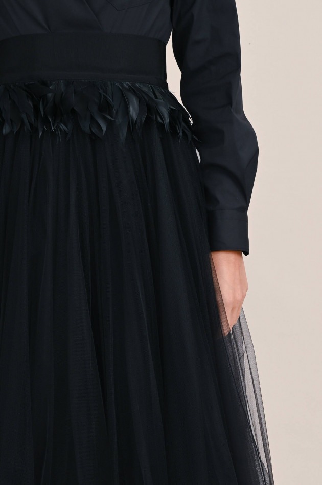 Sara Roka Bindegürtel RIBBON mit Federn in Schwarz