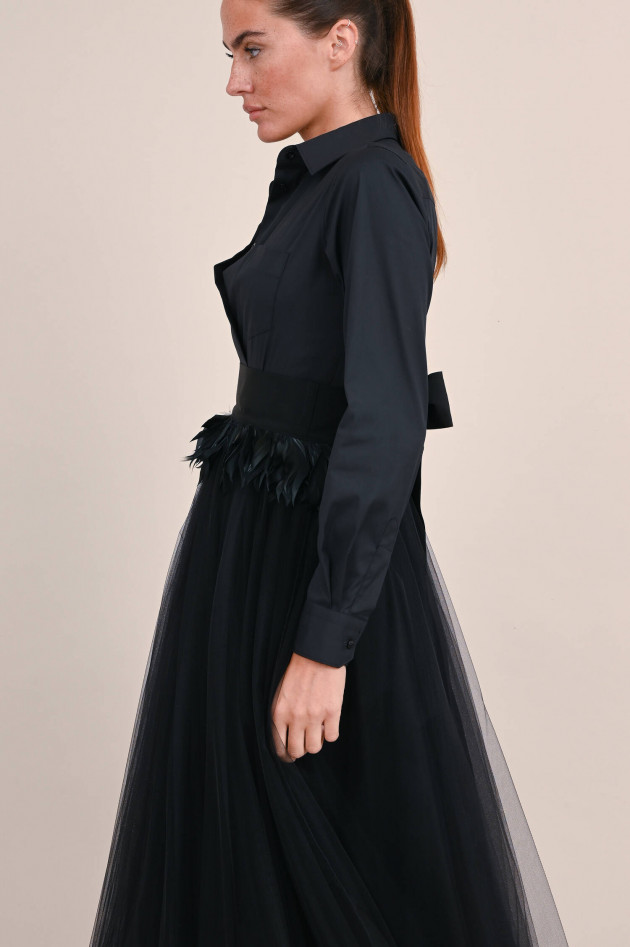 Sara Roka Bindegürtel RIBBON mit Federn in Schwarz