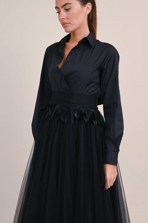 Sara Roka Bindegürtel RIBBON mit Federn in Schwarz