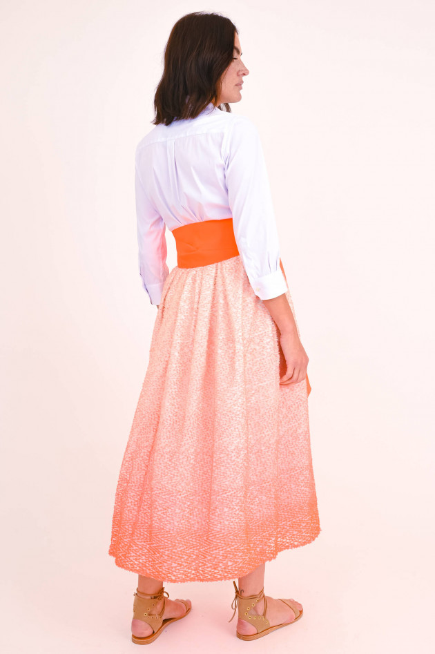 Sara Roka Midi-Kleid ELENA in Weiß/Neon-Orange