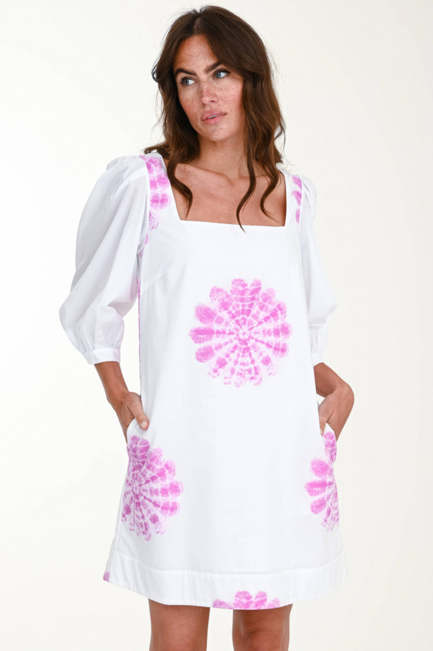 Sara Roka Kleid LIBRA mit Batik-Print in Weiß/Fuchsia