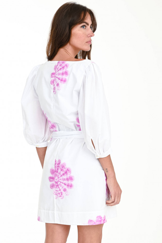 Sara Roka Kleid LIBRA mit Batik-Print in Weiß/Fuchsia