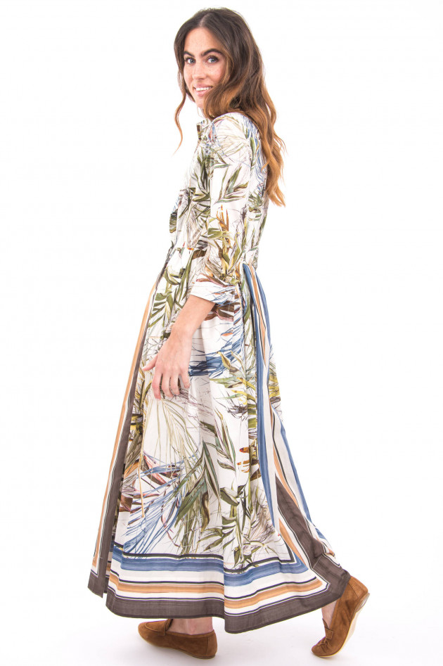 Sara Roka Langes Blusenkleid mit Faltenlegung in Multicolor