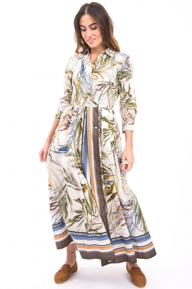 Sara Roka Langes Blusenkleid mit Faltenlegung in Multicolor