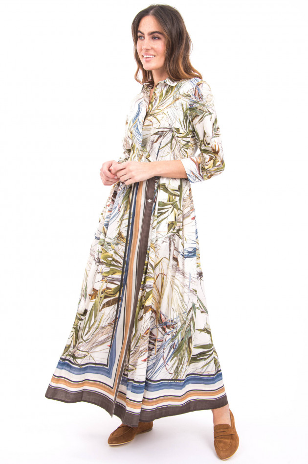 Sara Roka Langes Blusenkleid mit Faltenlegung in Multicolor