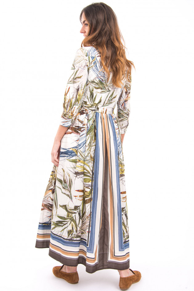 Sara Roka Langes Blusenkleid mit Faltenlegung in Multicolor