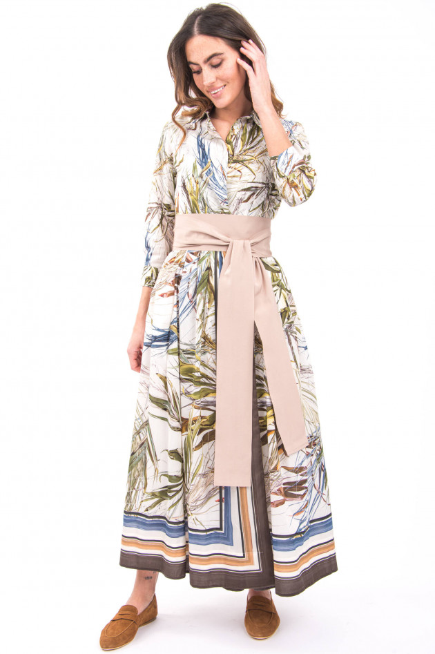 Sara Roka Langes Blusenkleid mit Faltenlegung in Multicolor