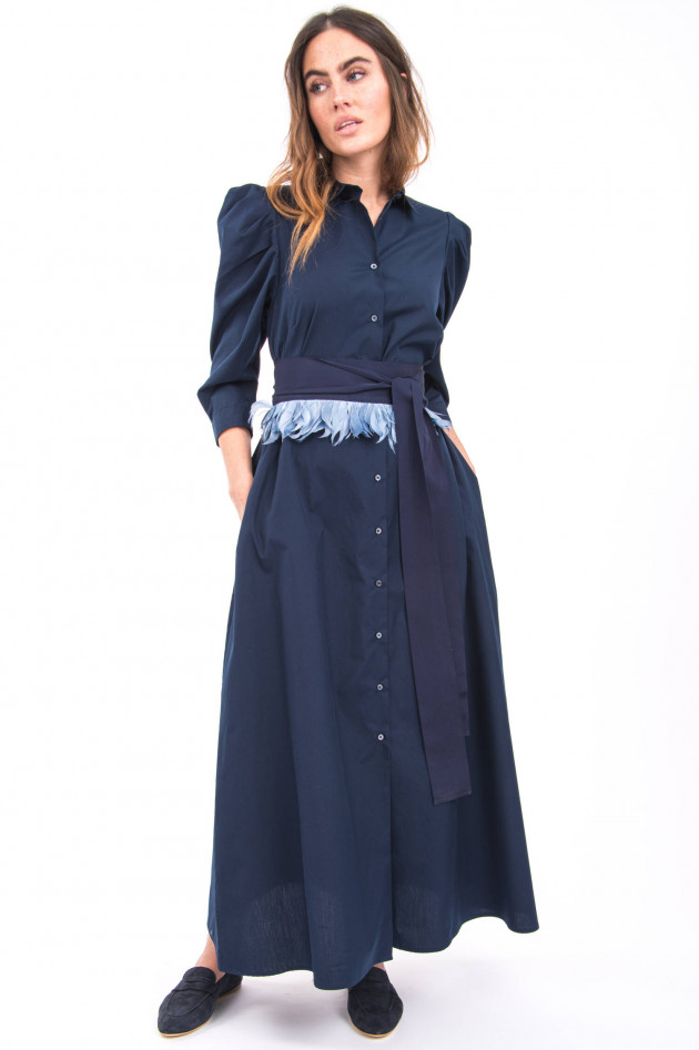 Sara Roka Blusenkleid mit Taillengürtel in Navy