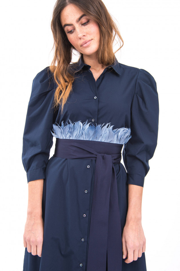 Sara Roka Blusenkleid mit Taillengürtel in Navy