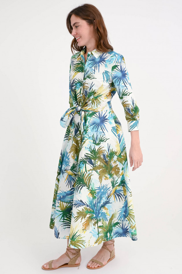 Sara Roka Kleid DRALLA mit Palmen-Print in Grün/Türkis/Weiß