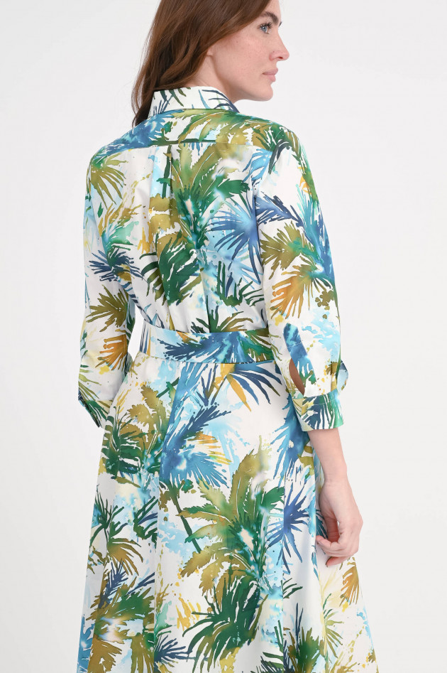 Sara Roka Kleid DRALLA mit Palmen-Print in Grün/Türkis/Weiß