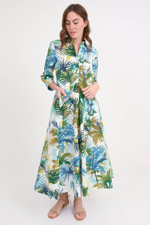 Sara Roka Kleid DRALLA mit Palmen-Print in Grün/Türkis/Weiß